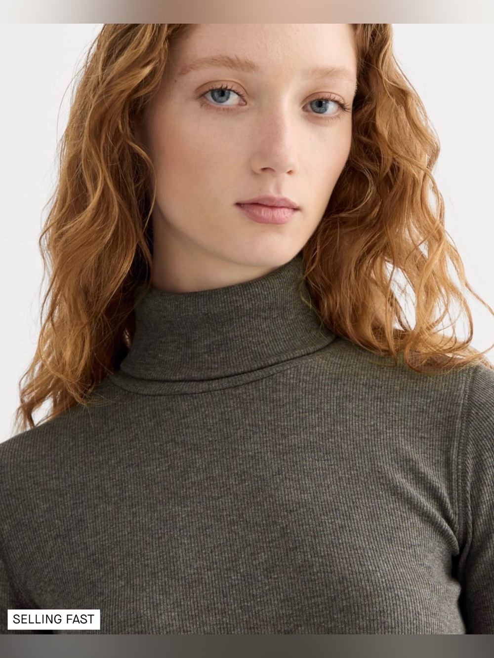 New Everlane The Luxe Rib Turtleneck in Washed Heathered Fatigue Size XL - Picture 10 of 11